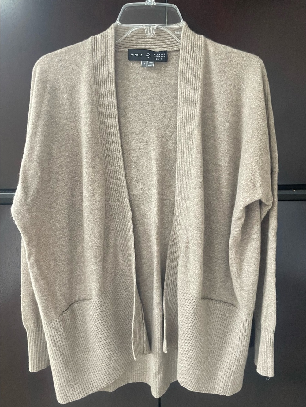 Vince Open Front 100% Cashmere Cardigan - Taupe